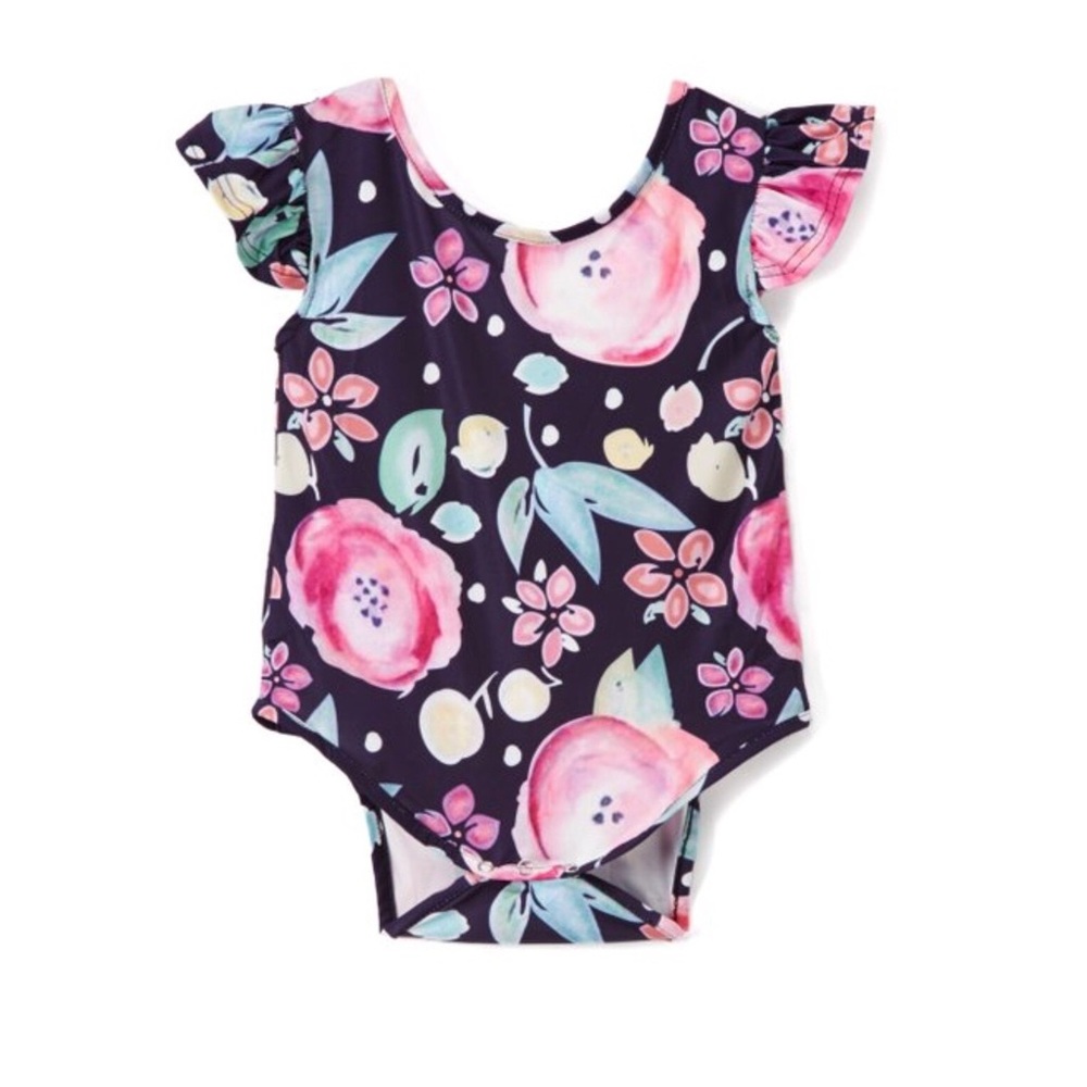 ▪️Fluttered Black and Pink Floral Bodysuit